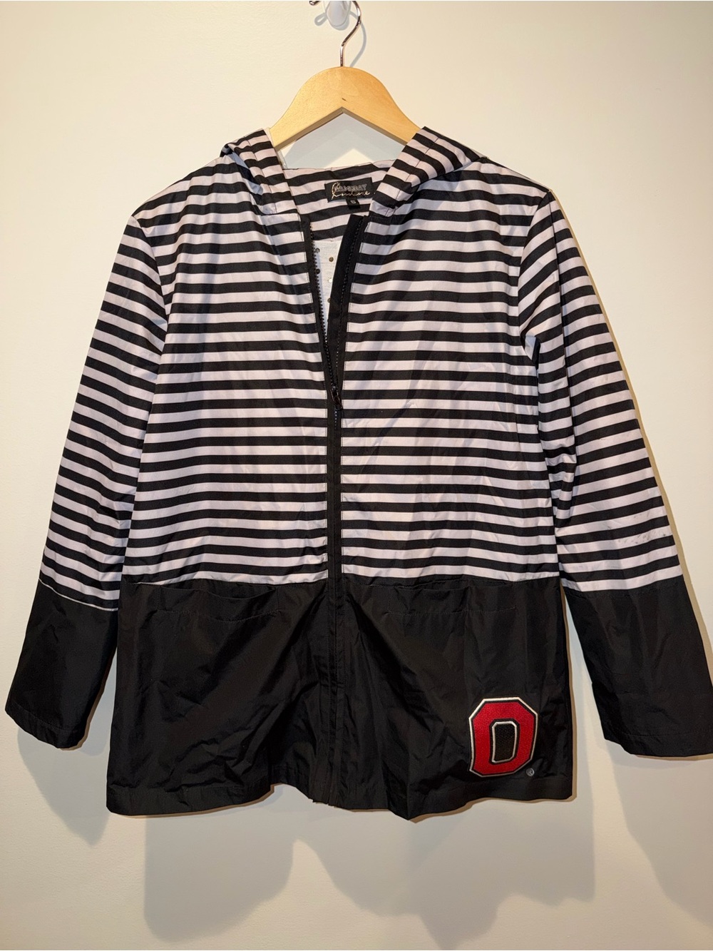 Gameday Couture Ohio State Buckeyes Striped Hooded Sequin Rain Jacket - Sz S